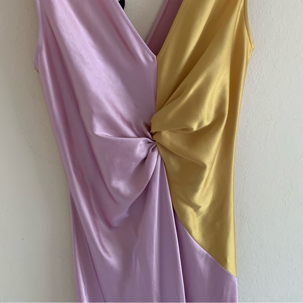 NWT Pinko Minestra Two Tone Pink and Gold Asymmetrical Dress size 6 - Picture 9 of 12